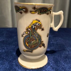 Royal Tara Book of Kells Letter D Galway Ireland Footed Irish Coffee Mug Celtic